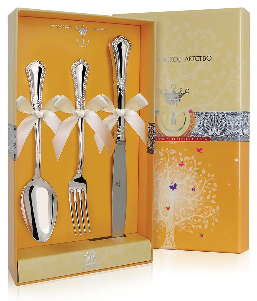 Набор десертный Фаворит: вилка, ложка, нож (Серебро 925) набор десертный фаворит вилка и нож серебро 925