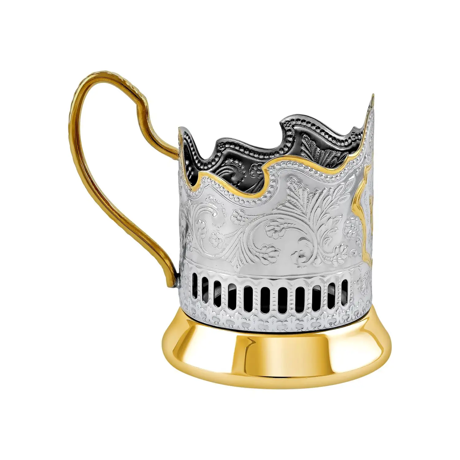 Набор для чая "Глухарь"  никелированный с позолотой