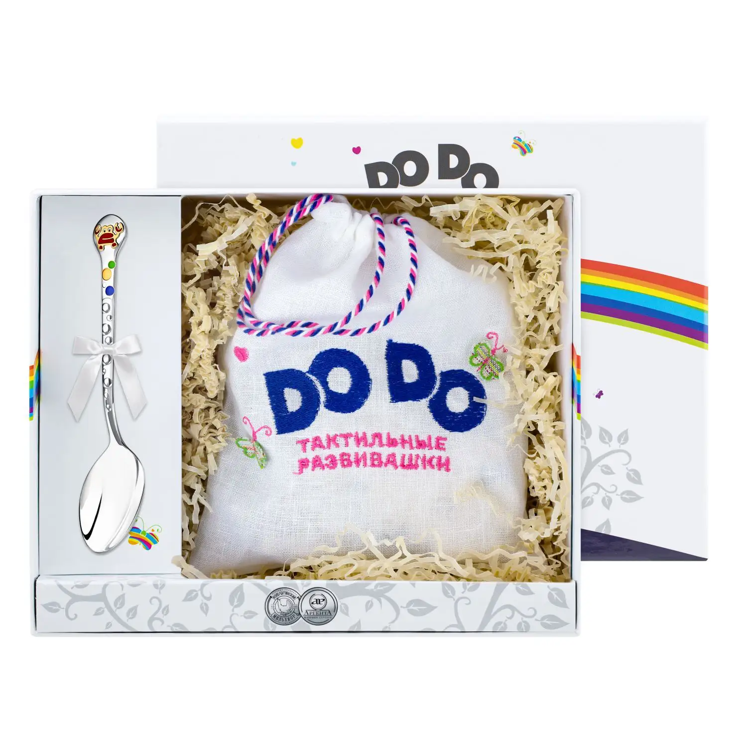 Набор детский DODO Крабик: пазл и ложка с позолотой и эмалью (Серебро 925) набор детский dodo котенок ложка и пазл с позолотой и эмалью серебро 925