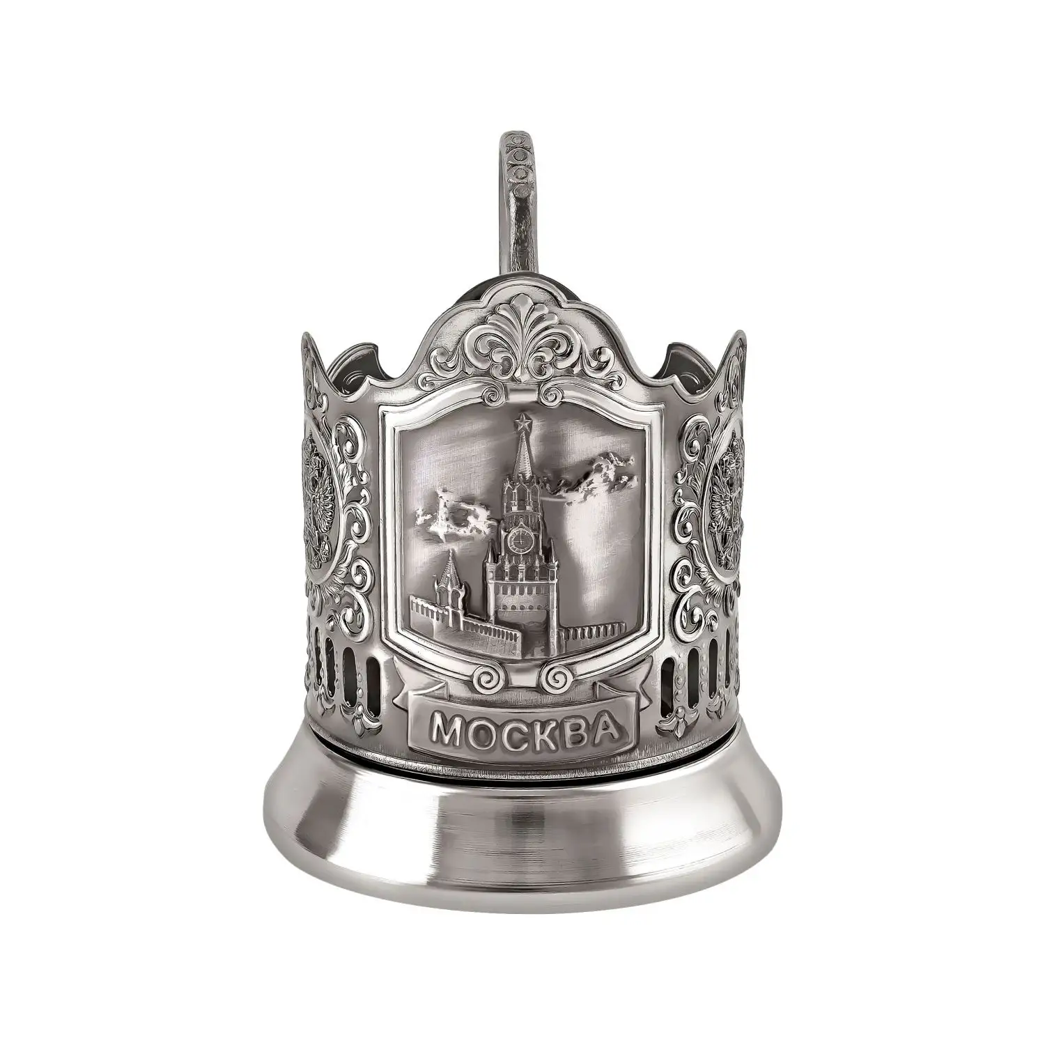 Фото Набор для чая "Спасская башня" никелированный с чернением с открыткой и значком №2