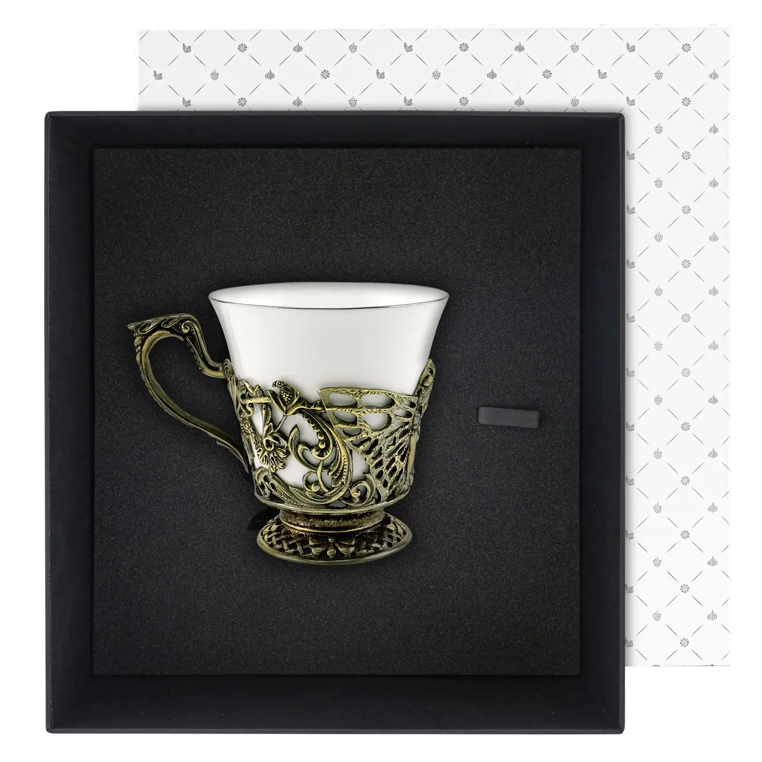 Чашка чайная Фея латунная с чернением чашка чайная фея мельхиоровая с чернением