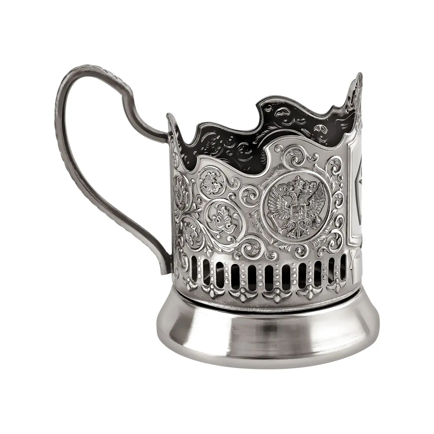 Набор для чая никелированный с чернением с лазерной гравировкой "Знак качества"