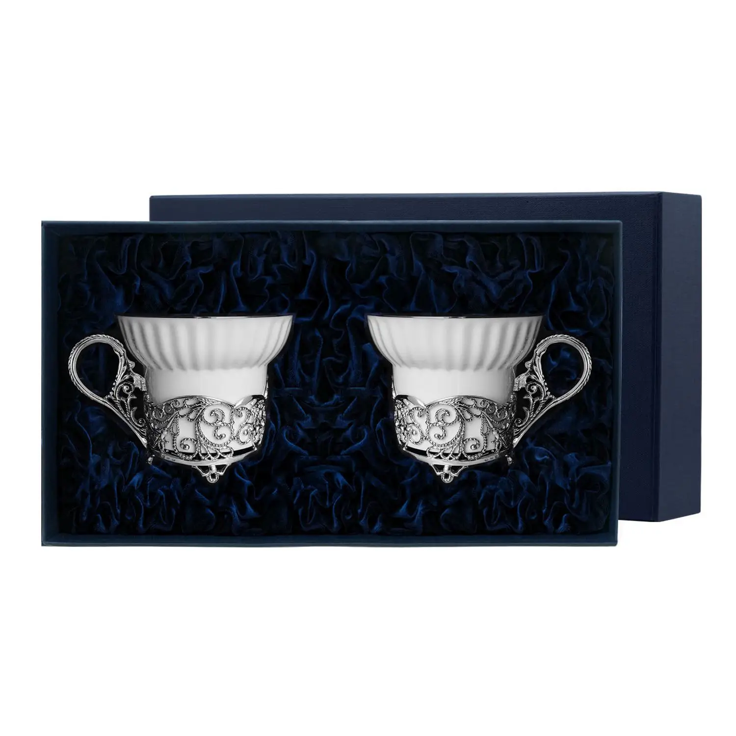 Чайная чашка Кружевные узоры с чернением (Серебро 925) ложка чайная кружевные узоры розовые цветы серебро 925