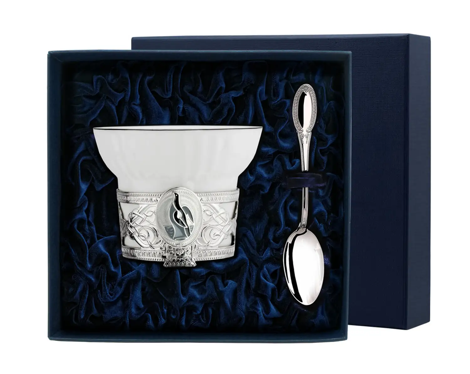 Набор чайная чашка Кайра: ложка, чашка (Серебро 925) набор чайная чашка дятел ложка чашка серебро 925