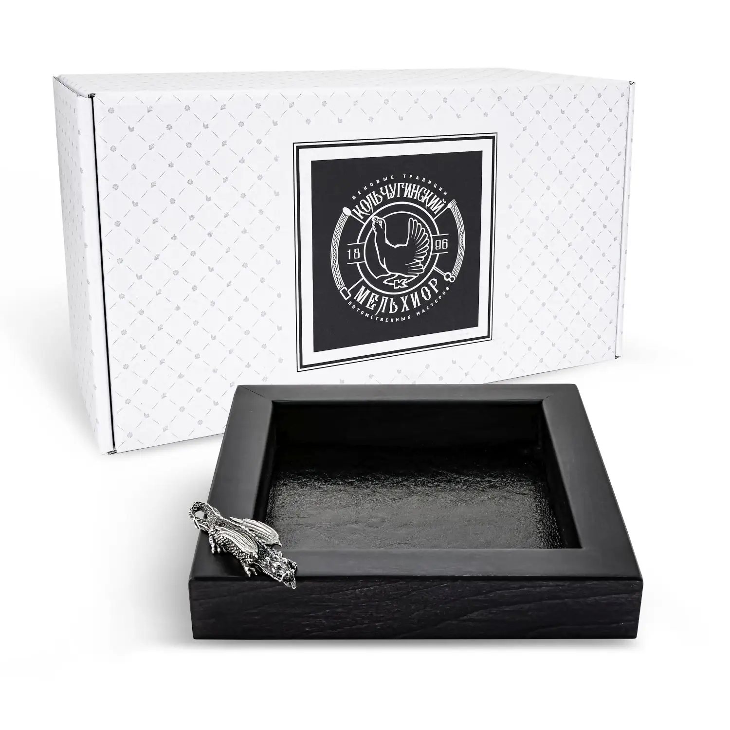 подставка для бумаги дракон латунная с чернением Подставка для бумаги Дракон посеребренная с чернением, подарок на Новый год