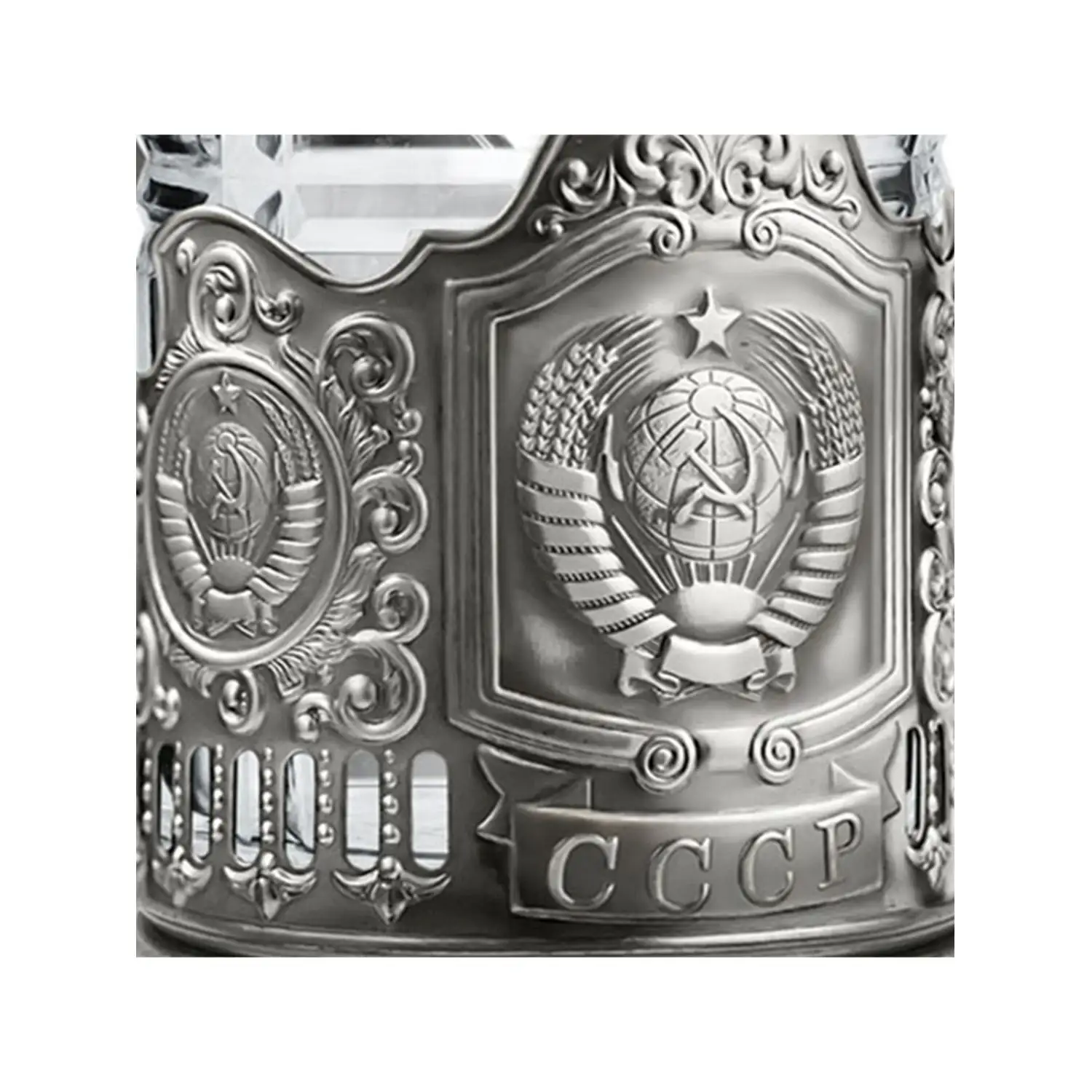 Подстаканник  никелированный с чернением  "Герб СССР" УЦЕНЕННЫЙ ТОВАР