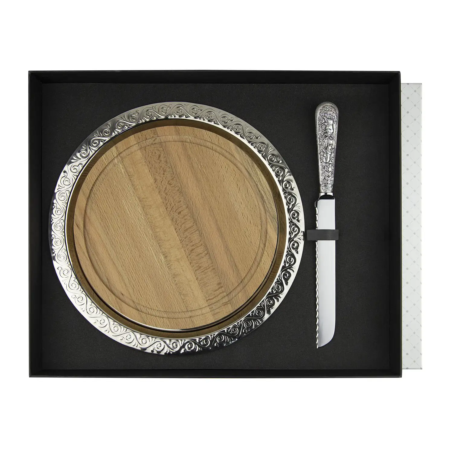 Набор для хлеба Лось: доска, нож, поднос посеребренный с чернением набор для сыра лось доска нож поднос шпажка посеребренный с чернением