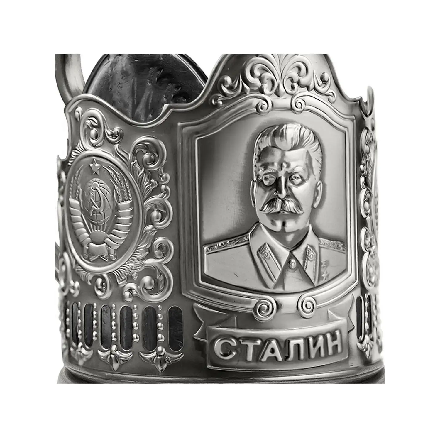 Подстаканник "Сталин" никелированный с чернением УЦЕНЕННЫЙ ТОВАР
