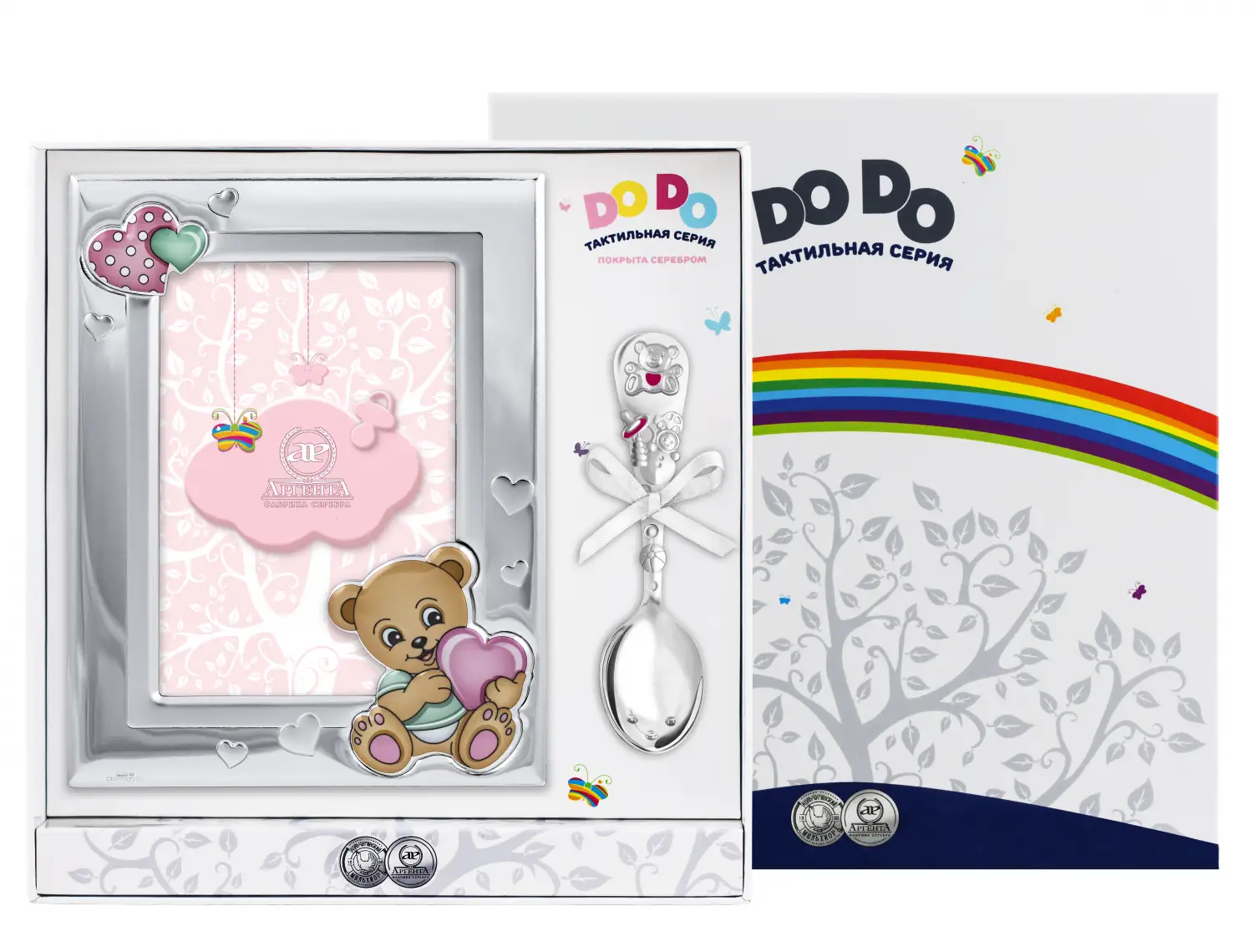 Набор детский тактильный Мишка: ложка и рамка розовая с эмалью набор детский тактильный мишка ложка и рамка розовая с эмалью