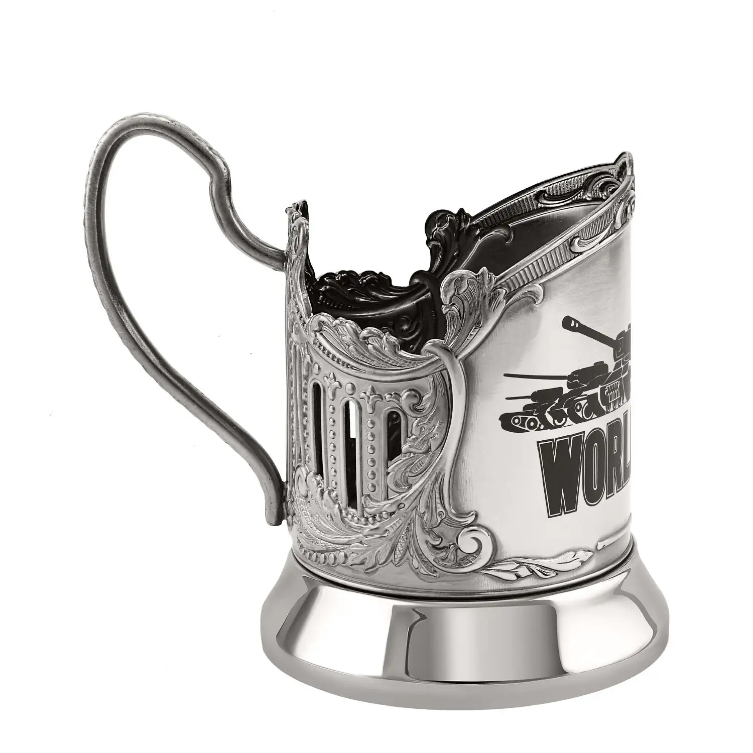 Фото Набор для чая никелированный с чернением с лазерной гравировкой  "WORLD of TANKS" №3