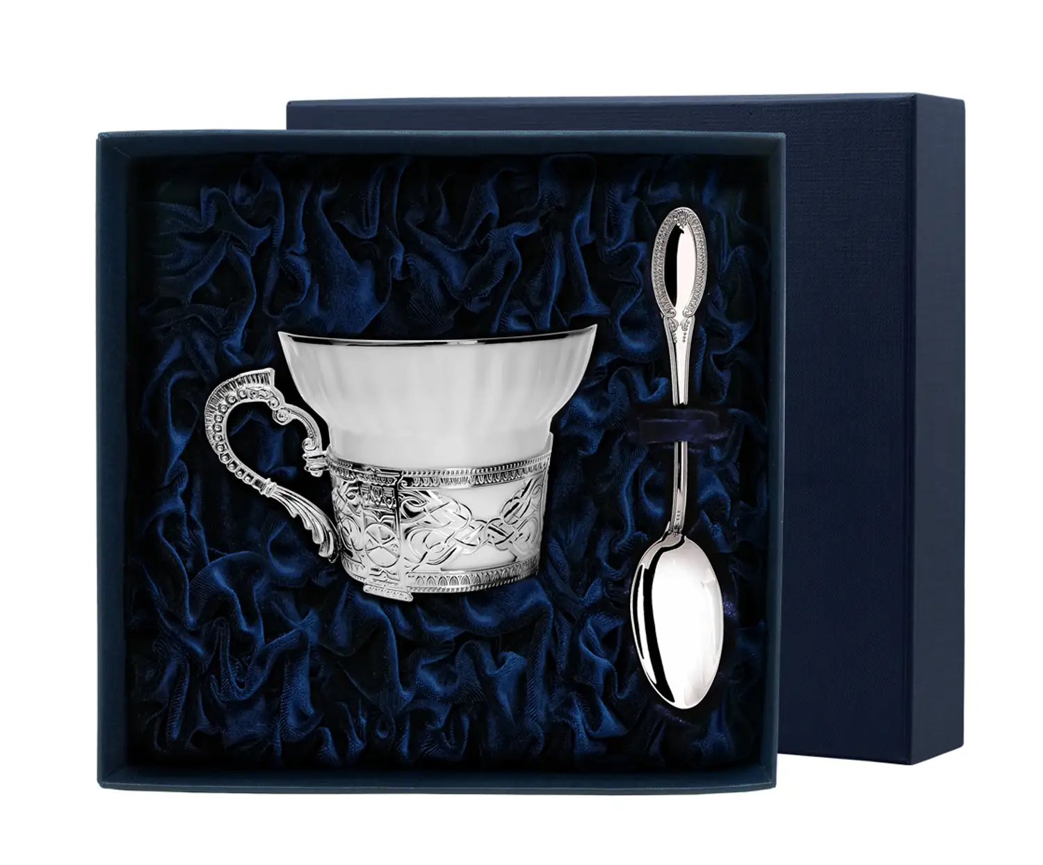 Набор чайная чашка Константин Великий: ложка, чашка (Серебро 925)