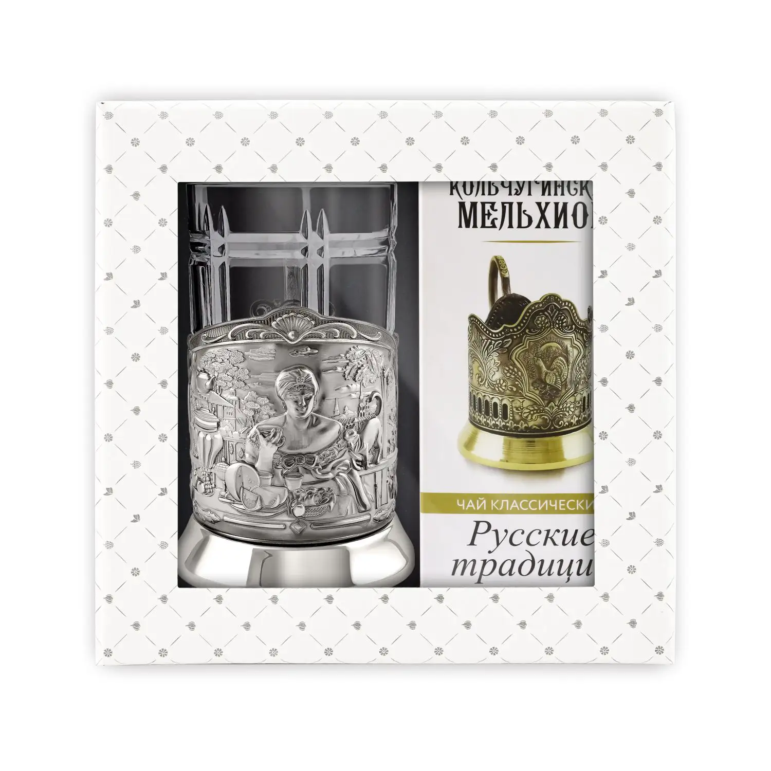 Набор для чая Купчиха (Триумфальная) никелированный с чернением с чаем набор д чая посеребренный купчиха триумфальная